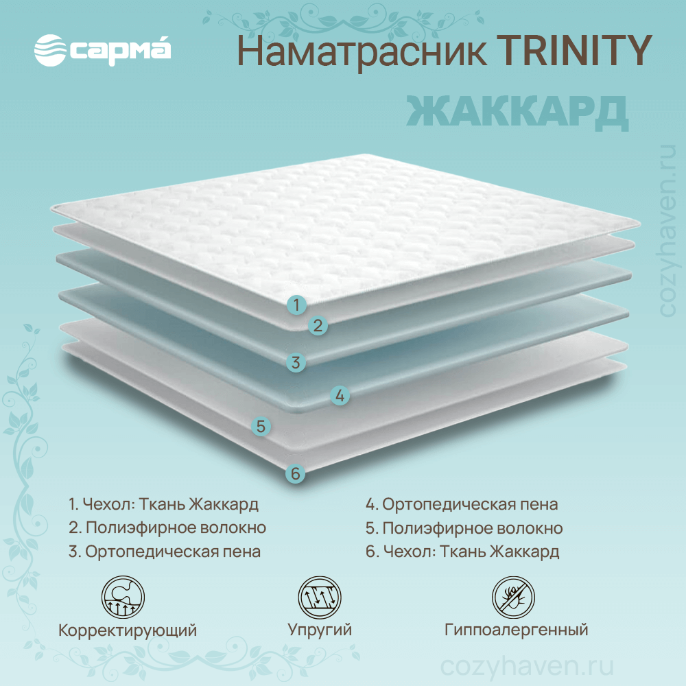 Наматрасник Тrinity (жаккардовый чехол), фото 2